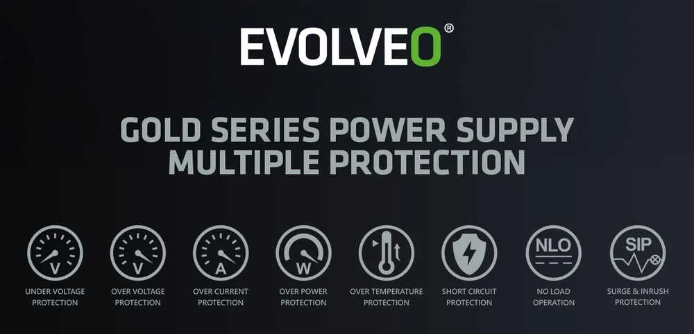 Maitinimo šaltinis Evolveo G750 750W 80 GOLD ATX 3.1 w pełni modularny Baltas (G750-WH)