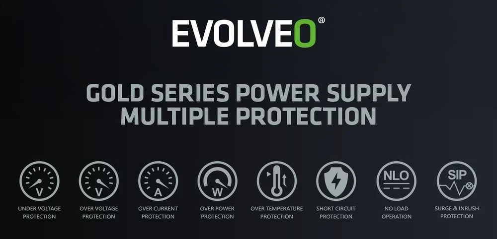 Maitinimo šaltinis Evolveo G850 850W 80 GOLD ATX 3.1 (G850-WH)