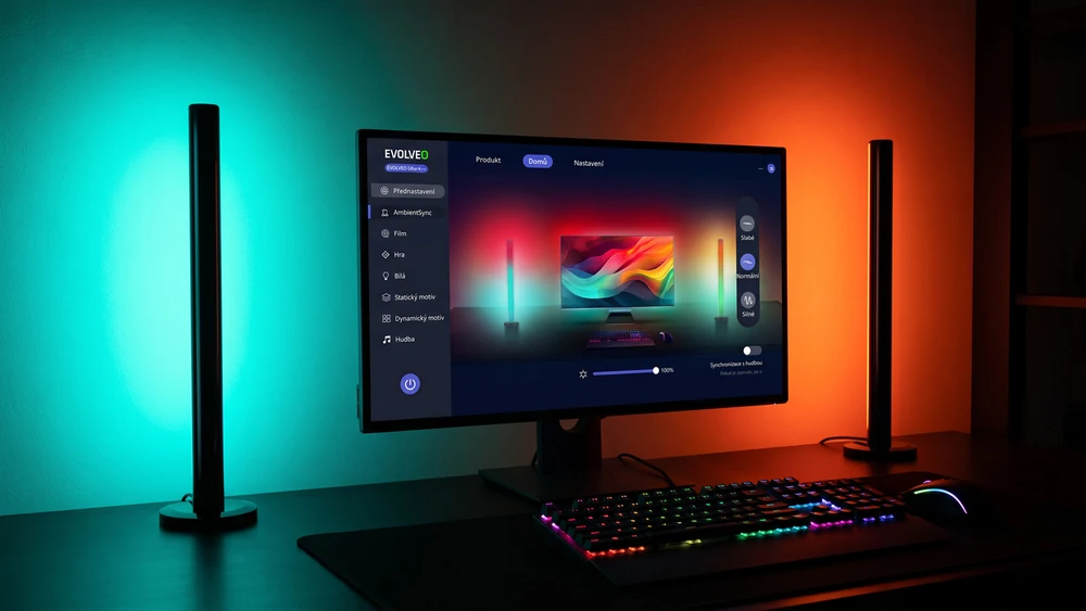 EVOLVEO Gbar 1, RGB nuotaikos apšvietimo juostos kompiuteriui su programėle
