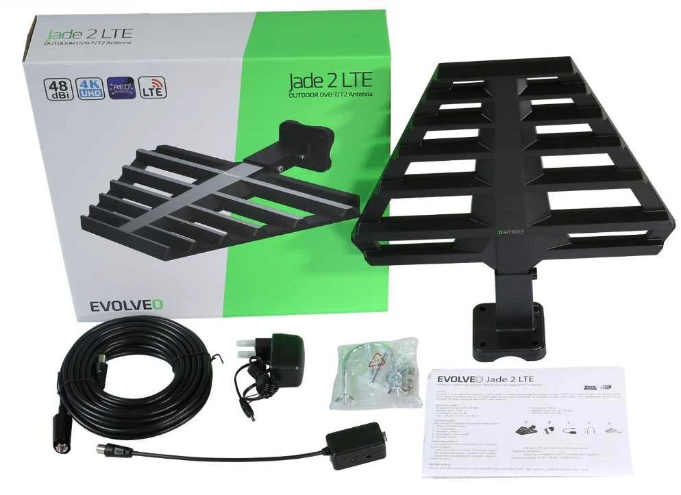RTV antena „Evolveo Jade 2“ su aktyvia išorine antena, DVB-T2 filtrais, LTE, 4G, 5G