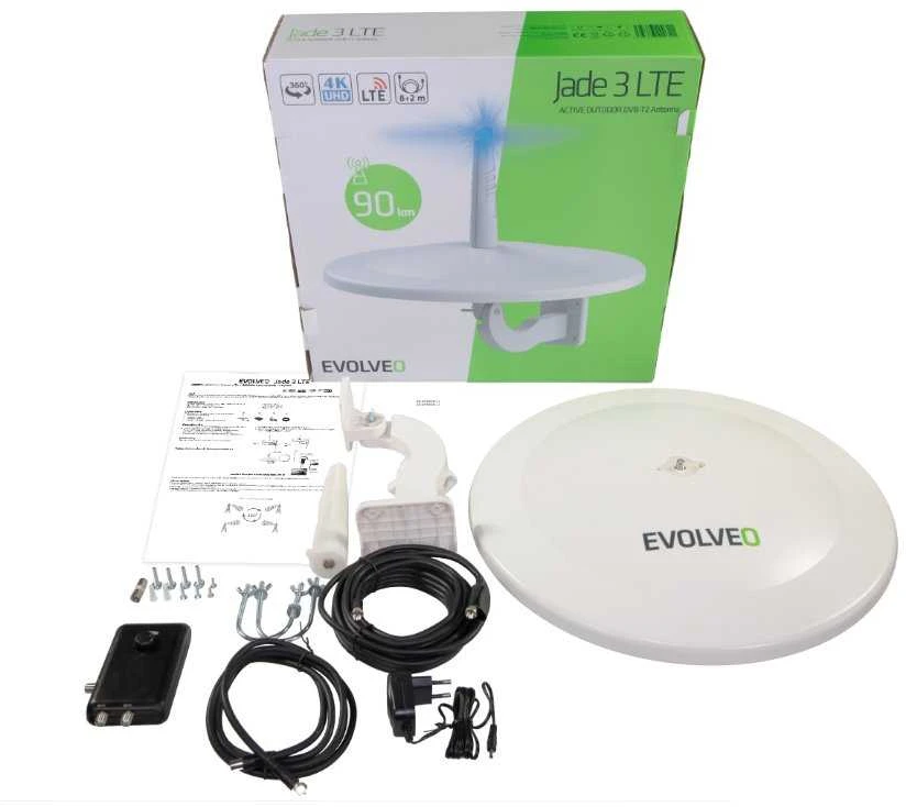 EVOLVEO Jade 3, aktyvi lauko antena FM/DAB+/DVB-T2, LTE, 4G, 5G filtras