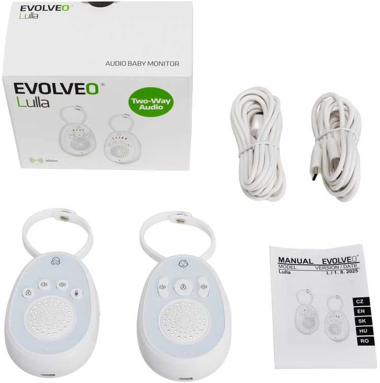 EVOLVEO LULLA – garso stebėjimo įrenginys kūdikiui su lopšinėmis ir balso perdavimu