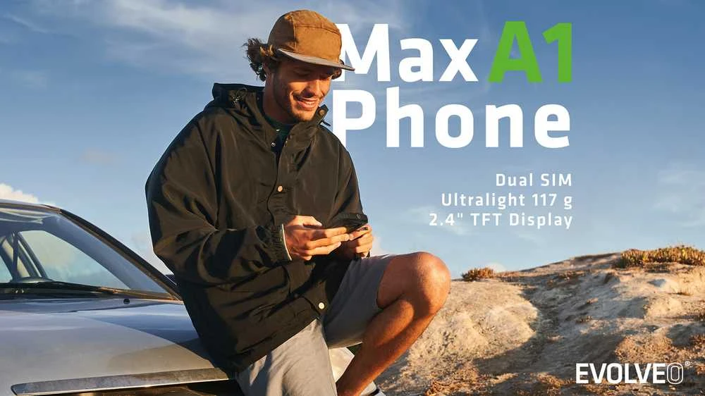 „EVOLVEO MaxPhone A1“, mygtukinis dviejų SIM kortelių telefonas, juodas