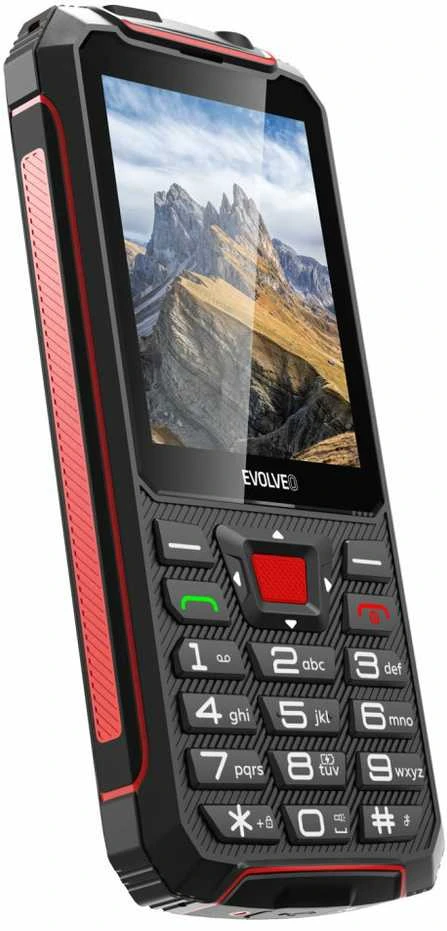 Mobilusis telefonas Evolveo StrongPhone W4, atsparus vandeniui, patvarus dviejų SIM kortelių telefonas, juodas-raudonas