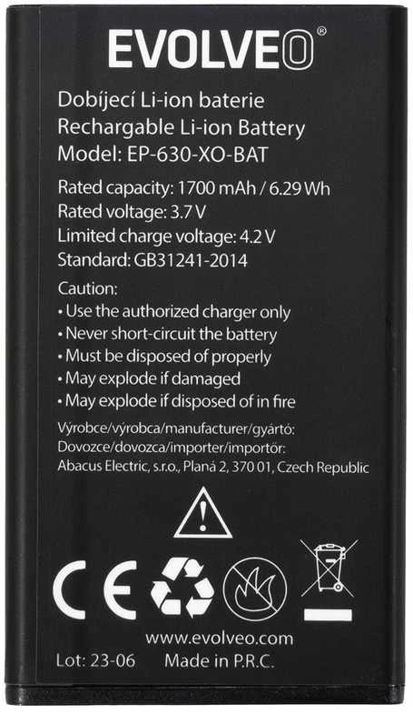 Originali EVOLVEO 1700 mAh baterija skirta EasyPhone XO