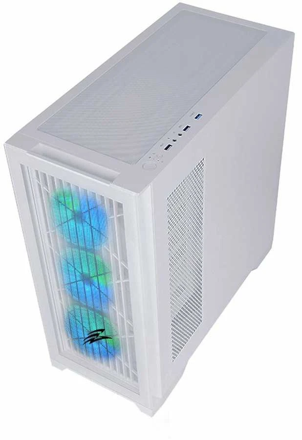 EVOLVEO Ptero Q2W+, 2x priekinis skydelis - stiklas / tinklelis, ATX korpusas, baltas, 4x ARGB ventiliatorius