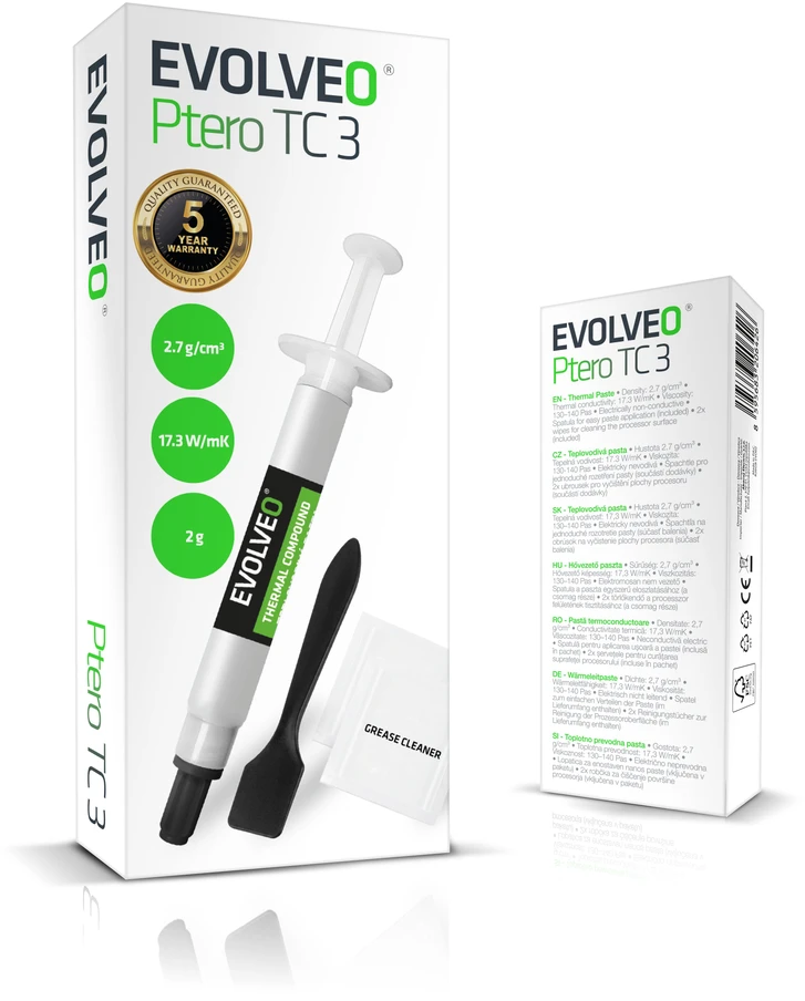 EVOLVEO Ptero TC3, terminė pasta, 17,3 W/mK, 5 metų garantija, 2 g