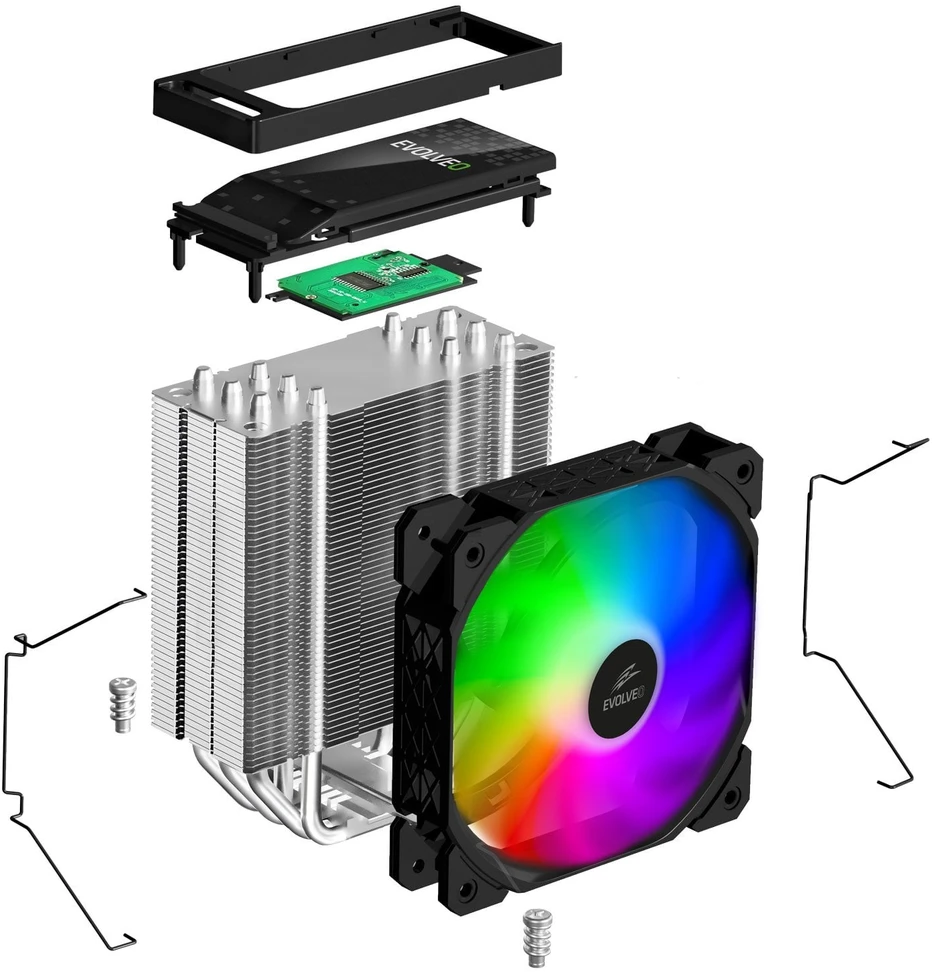 EVOLVEO QuietCool5, procesoriaus aušintuvas, 6 šilumos vamzdeliai, juodas