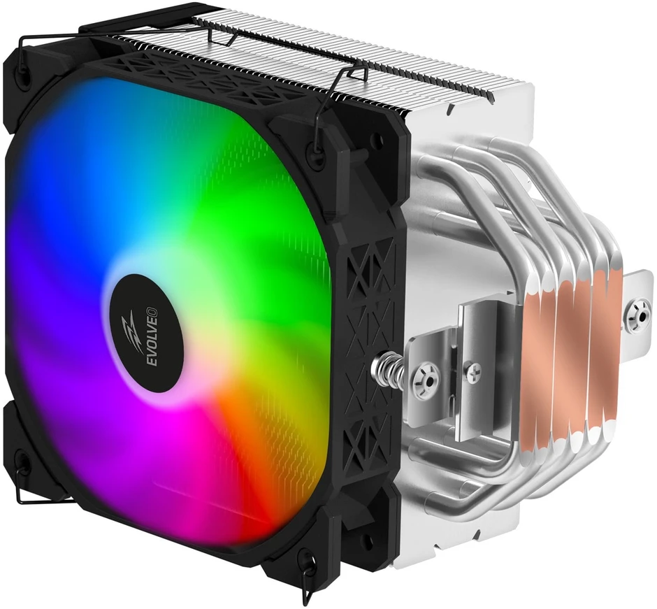 EVOLVEO QuietCool5, procesoriaus aušintuvas, 6 šilumos vamzdeliai, juodas