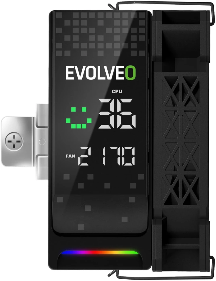 EVOLVEO QuietCool7, procesoriaus aušintuvas su skaitmeniniu ekranu, 6 šilumos vamzdeliais, juodas