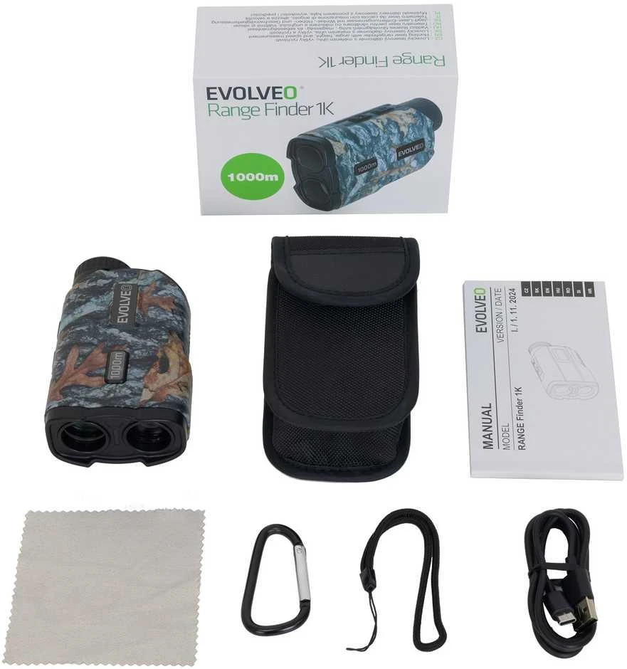 EVOLVEO Range Finder 1K, medžioklinis lazerinis tolimatis su kampo, aukščio ir greičio matavimu