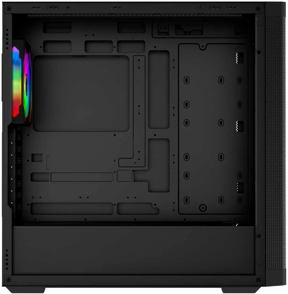 „EVOLVEO Scorpio“, eATX/ATX korpusas, 4x ARGB 120 mm ventiliatoriai, grūdinto stiklo šoninė panelė + tinklelio priekinė panelė