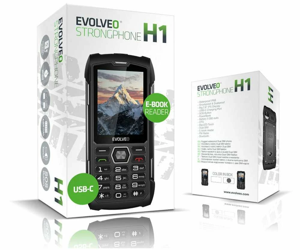 Mobilusis telefonas Evolveo StrongPhone H1 neperšlampamas wytrzymały telefon Dual SIM juodai-sidabrinis