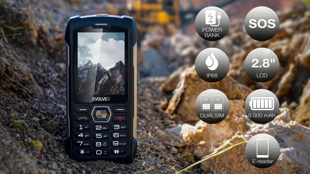 Mobilusis telefonas Evolveo StrongPhone H1 neperšlampamas wytrzymały telefon Dual SIM juodai-sidabrinis