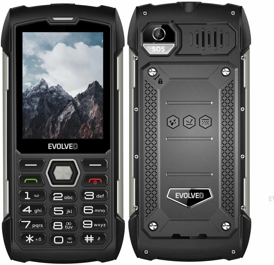 Mobilusis telefonas Evolveo StrongPhone H1 neperšlampamas wytrzymały telefon Dual SIM juodai-sidabrinis