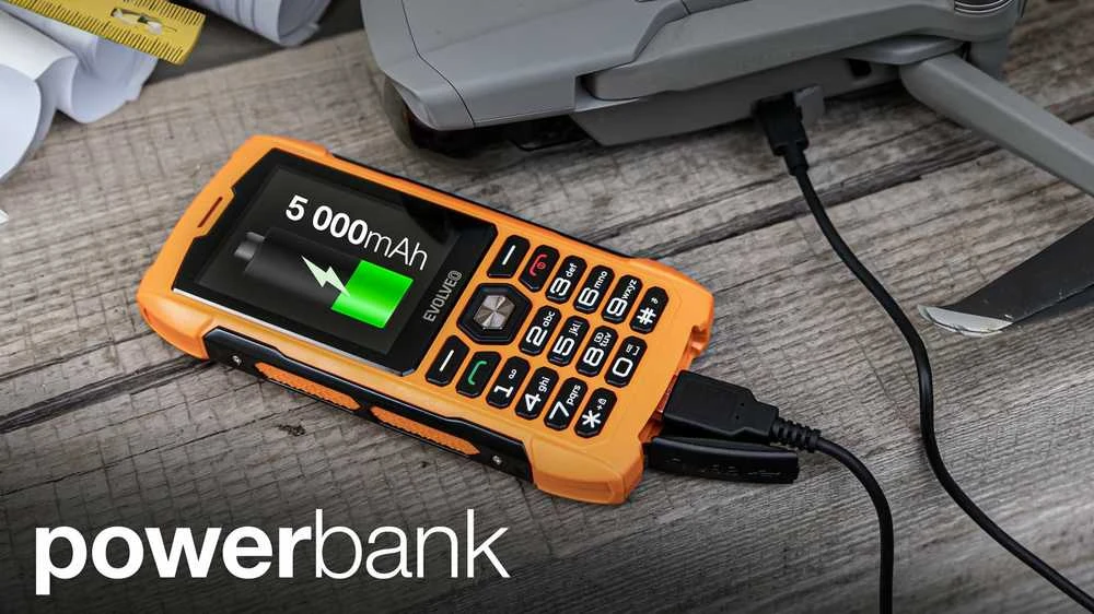 EVOLVEO StrongPhone H1, atsparus vandeniui, patvarus telefonas su dviem SIM kortelėmis, oranžinis