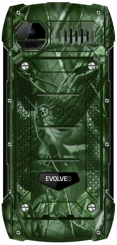 EVOLVEO StrongPhone H1, vandeniui atsparus patvarus telefonas su dviem SIM kortelėmis, kamufliažas