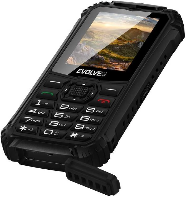 EVOLVEO StrongPhone Q1, vandeniui atsparus, patvarus dviejų SIM kortelių telefonas, juodas