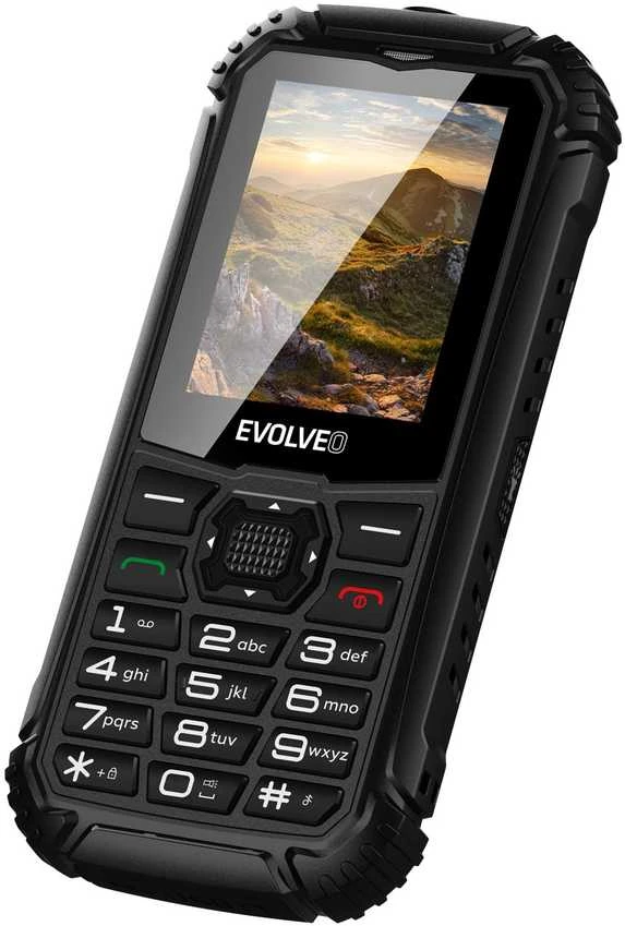 EVOLVEO StrongPhone Q1, vandeniui atsparus, patvarus dviejų SIM kortelių telefonas, juodas