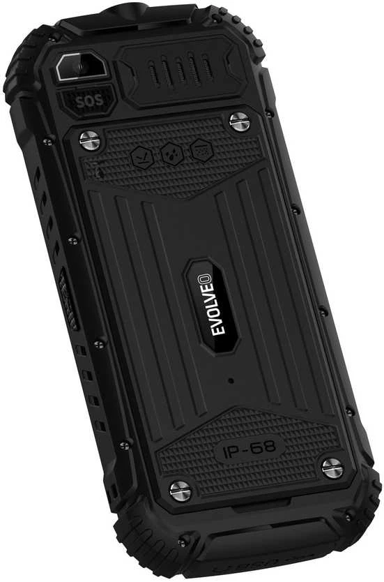 EVOLVEO StrongPhone Q1, vandeniui atsparus, patvarus dviejų SIM kortelių telefonas, juodas