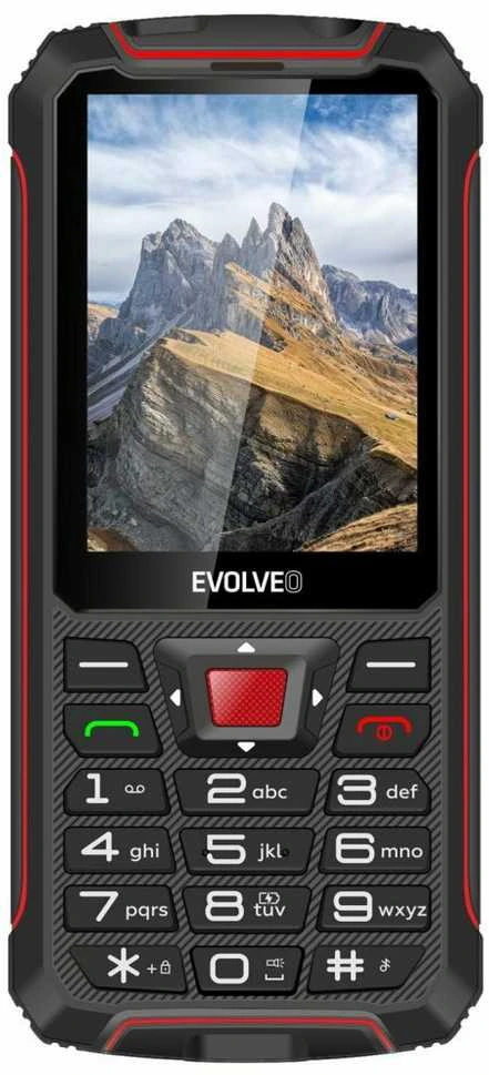 Mobilusis telefonas Evolveo StrongPhone W4, atsparus vandeniui, patvarus dviejų SIM kortelių telefonas, juodas-raudonas