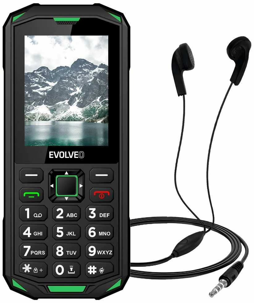 Evolveo StrongPhone X5 neperšlampamas odporny telefon juoda-žalia