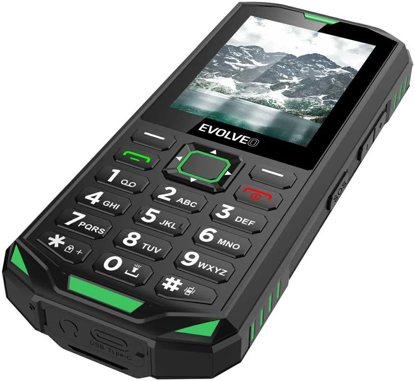Evolveo StrongPhone X5 neperšlampamas odporny telefon juoda-žalia