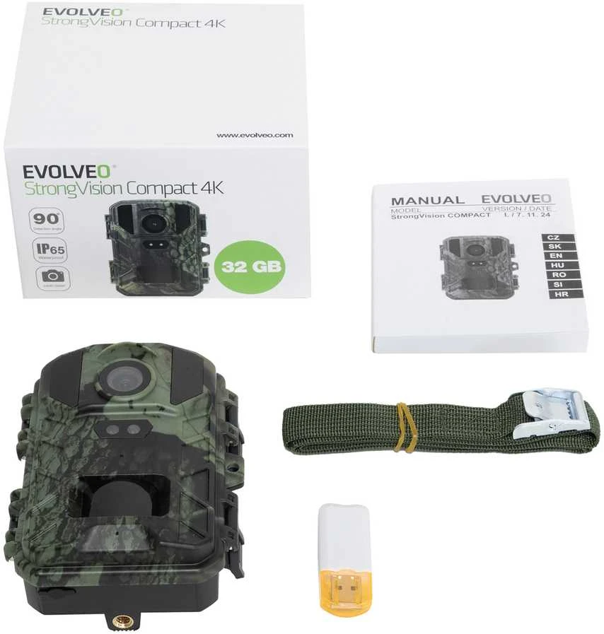 „EVOLVEO StrongVision“ kompaktiška 4K nuotraukų gaudyklė / pagreitinto filmavimo kamera, 32 GB