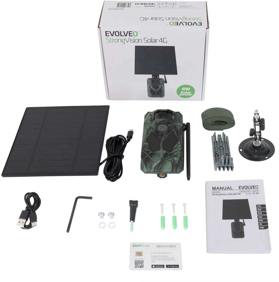 „EVOLVEO StrongVision Solar 4G“, nuotraukų gaudyklė su 4G, programėle ir saulės baterija