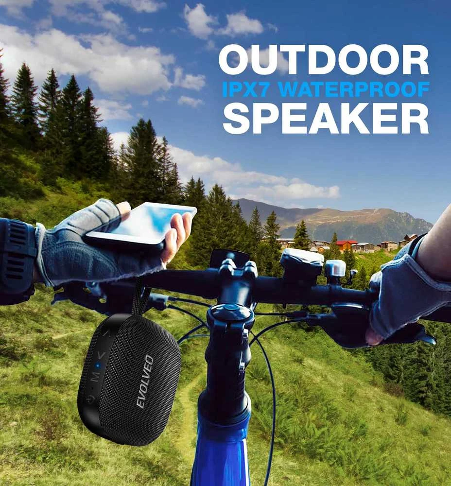 Garsiakalbis Evolveo TopSound, belaidis neperšlampamas bluetooth reproduktor s rádiem juoda