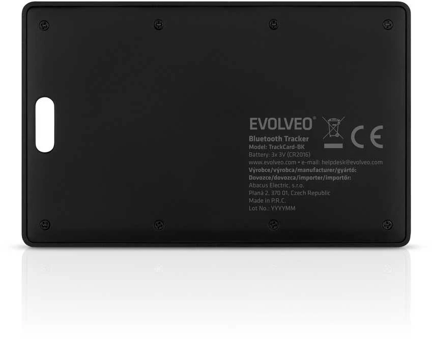 „EVOLVEO TrackCard“, „Bluetooth“ vietos nustatymo įrenginys su „Apple Find My“, juodas