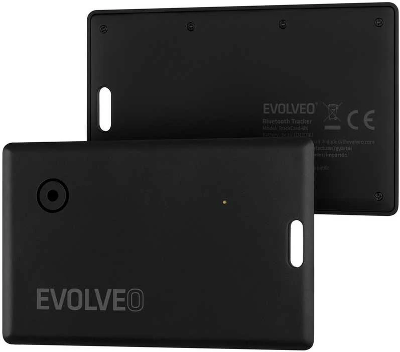 „EVOLVEO TrackCard“, „Bluetooth“ vietos nustatymo įrenginys su „Apple Find My“, juodas