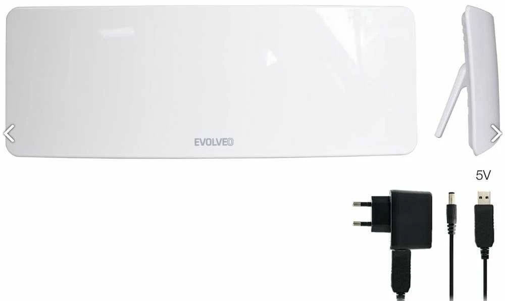 RTV antena Evolveo XANY 1 LTE 230/5V, 50dBi aktyvi vidinė antena DVB-T/T2, LTE filtras
