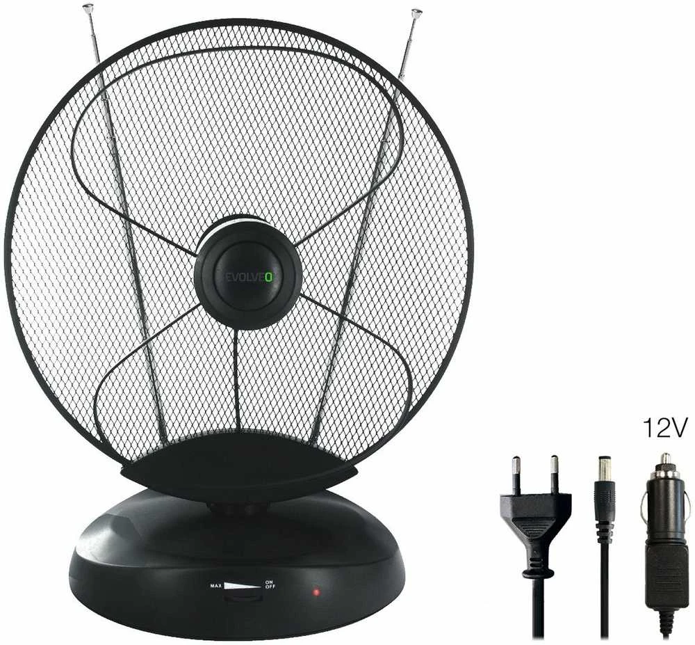 EVOLVEO Xany 4, 230/12V, aktyvi patalpų antena FM/DAB+/DVB-T2, LTE, 4G, 5G filtras