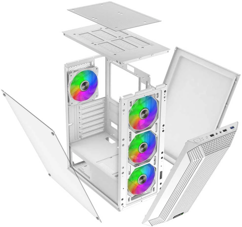Obudowa Evolveo Xenon ATX 4x ARGB 120mm Airflow Mesh Baltas (XENON-WH-4)