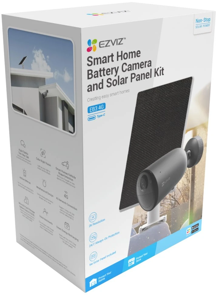 EZVIZ CS-EB3 4G lauko kamera su akumuliatoriumi ir saulės panele (2K, 4GA, 5W)