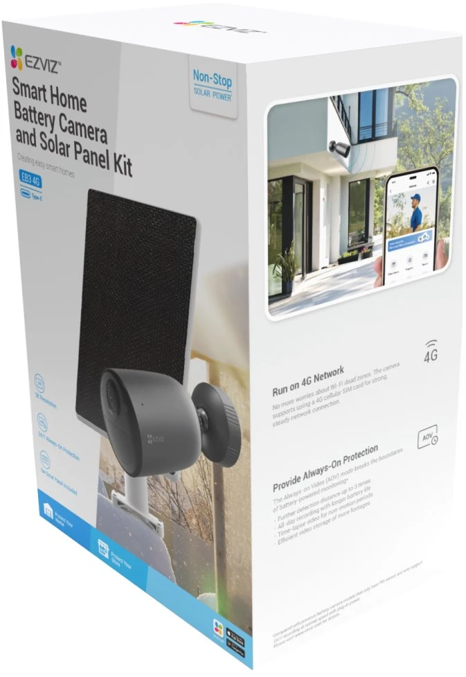 EZVIZ CS-EB3 4G lauko kamera su akumuliatoriumi ir saulės panele (2K, 4GA, 5W)