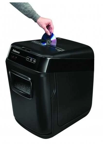 Fellowes Cross-Cut | AutoMax 200C | Juodas | Popieriaus smulkinimas | Kompaktinių diskų smulkinimas | Kreditinių kortelių smulkinimas