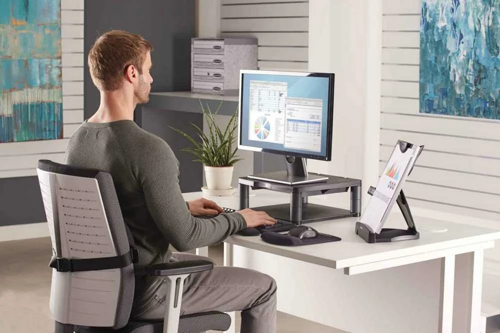 Laikiklis Fellowes Monitoriaus stovas kolegos Premium, Juoda/grafitas