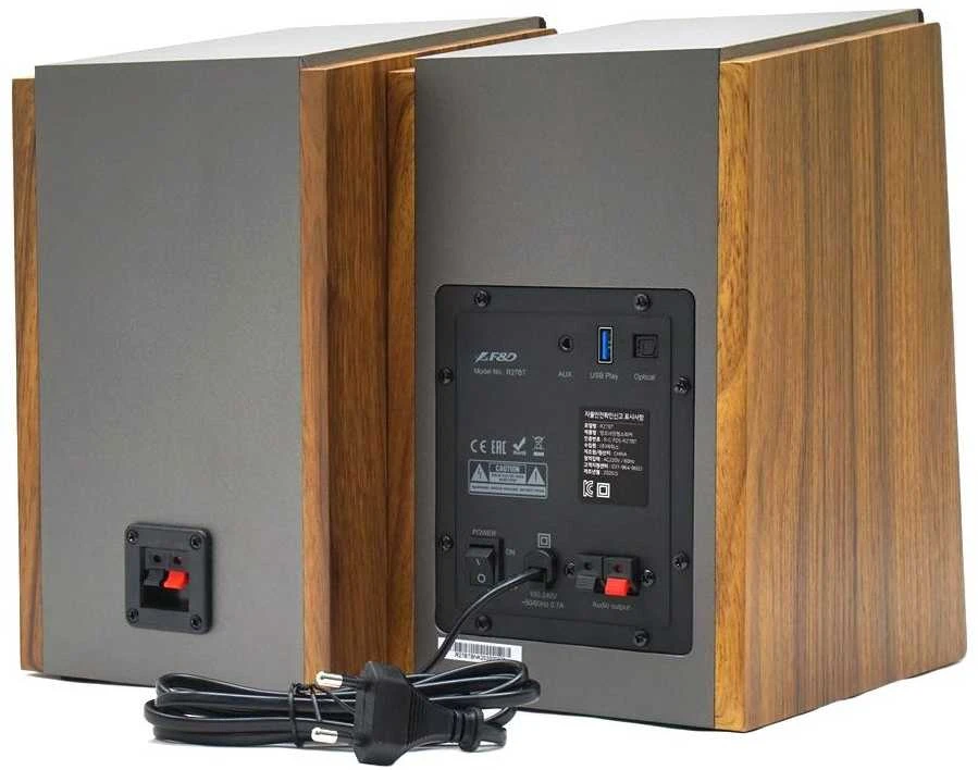 Kompiuterio kolonėlės Fenda Multimedia – garsiakalbis F&D R27BT, Bluetooth 5.0, 25Wx2 (RMS), USB, optinis, AUX, be nuotolinio valdymo pulto, medinis