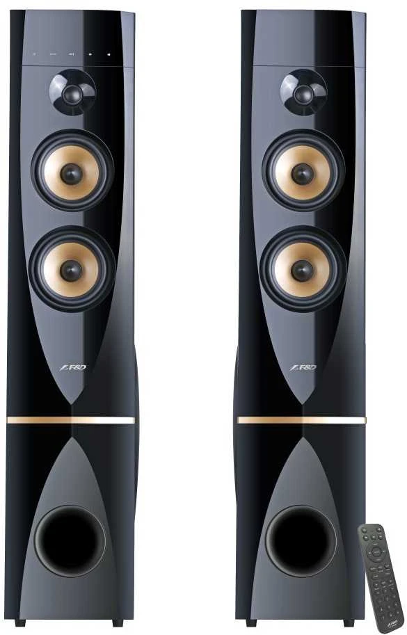 Kompiuterio kolonėlės Fenda F&D T-88X 2.0 ant grindų statomi garsiakalbiai, 300 W RMS (150x2), 1 colio aukštų dažnių garsiakalbis + 5,25 colio garsiakalbis + 10 colių žemųjų dažnių garsiakalbis kiekvienam kanalui, BT 4.2/HDMI/optinis/koaksialinis/AUX/USB/FM/Karaoke funkcija /LED Ekranas/Nuotolinis pultelis/Įtrauktas mikrofonas/Medinis/Juodas