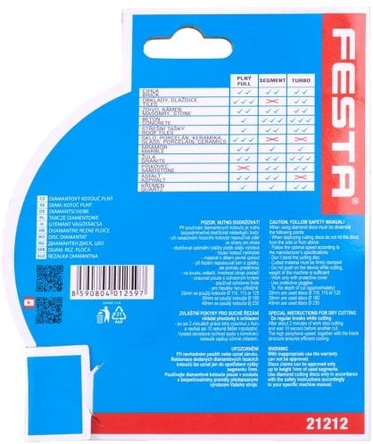 Šakotuvas Festa diamond disc O 125 x 2 x 22,2 mm
