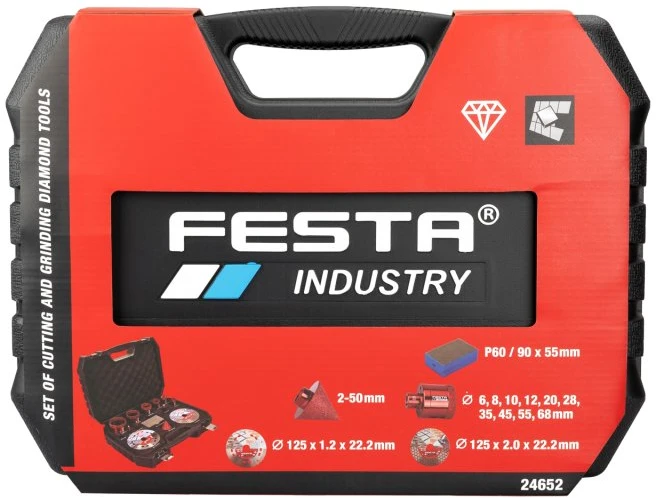 FESTA INDUSTRY Deimantinių kiaurymių pjovimo karūnų ir geležčių rinkinys