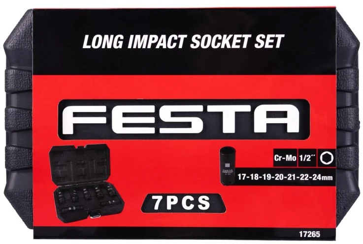 FESTA INDUSTRY Set of Extended 1/2" Cr-Mo Socket Heads