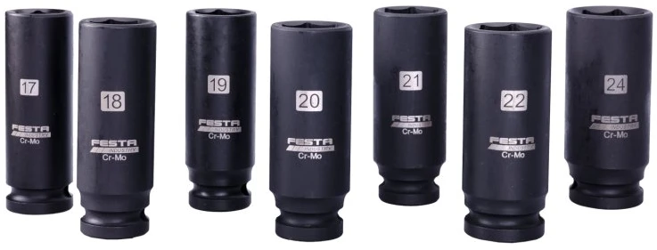 FESTA INDUSTRY Set of Extended 1/2" Cr-Mo Socket Heads