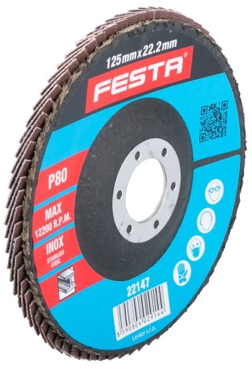 Festa metalo ir nerūdijančio plieno pjovimo diskas, O 125 x 22,23 mm, grūdėtumas 80