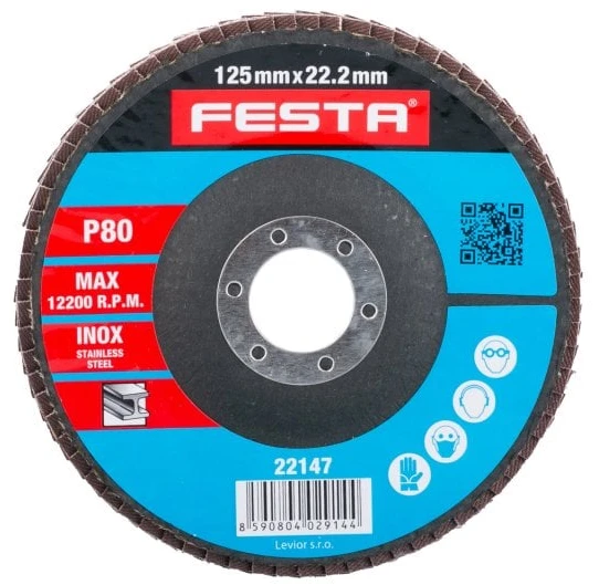 Festa metalo ir nerūdijančio plieno pjovimo diskas, O 125 x 22,23 mm, grūdėtumas 80