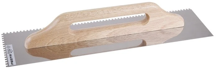 Festa Nerūdijančio plieno glaistyklė, dantis 4 mm, 500 x 130 mm, medinė rankena
