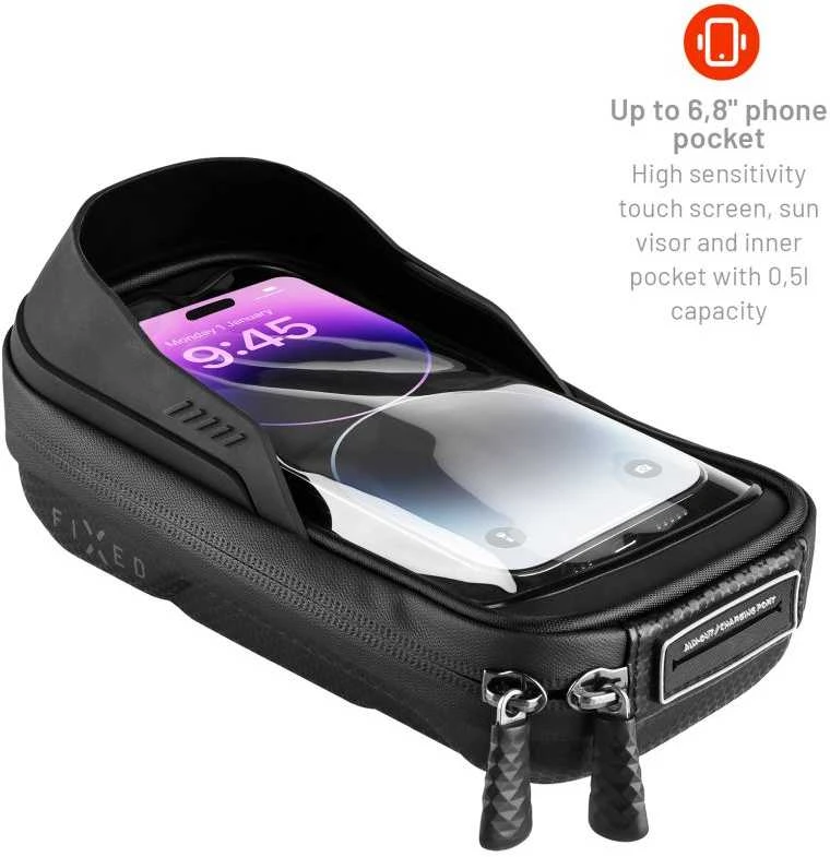 Fixed Fiksuotas FIXBIB2-BK | Dviračio dėklas | Juodas | Visų tipų telefonams iki 6,8 colio