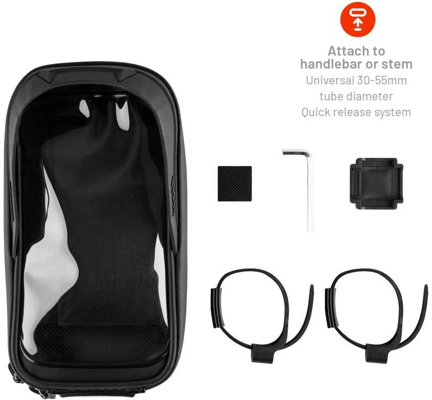 Fixed Fiksuotas FIXBIB2-BK | Dviračio dėklas | Juodas | Visų tipų telefonams iki 6,8 colio